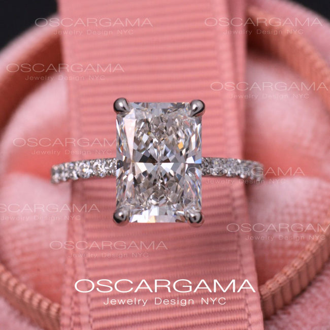 Classic Radiant Diamond Engagement Ring White Gold