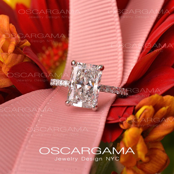 Classic Radiant Diamond Engagement Ring White Gold