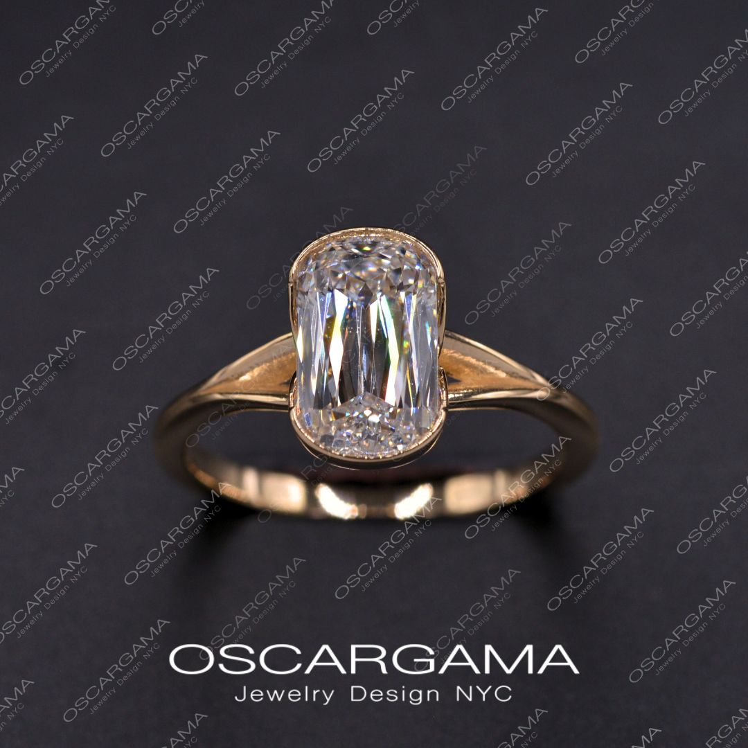 Ashley Elongated Cushion Criss Cut Engagement Ring