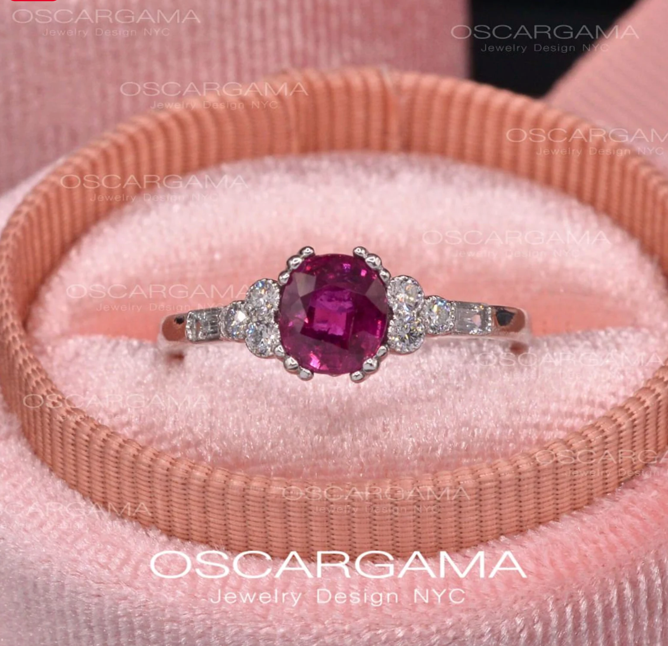 Natural Ruby GIA cert Engagement Ring