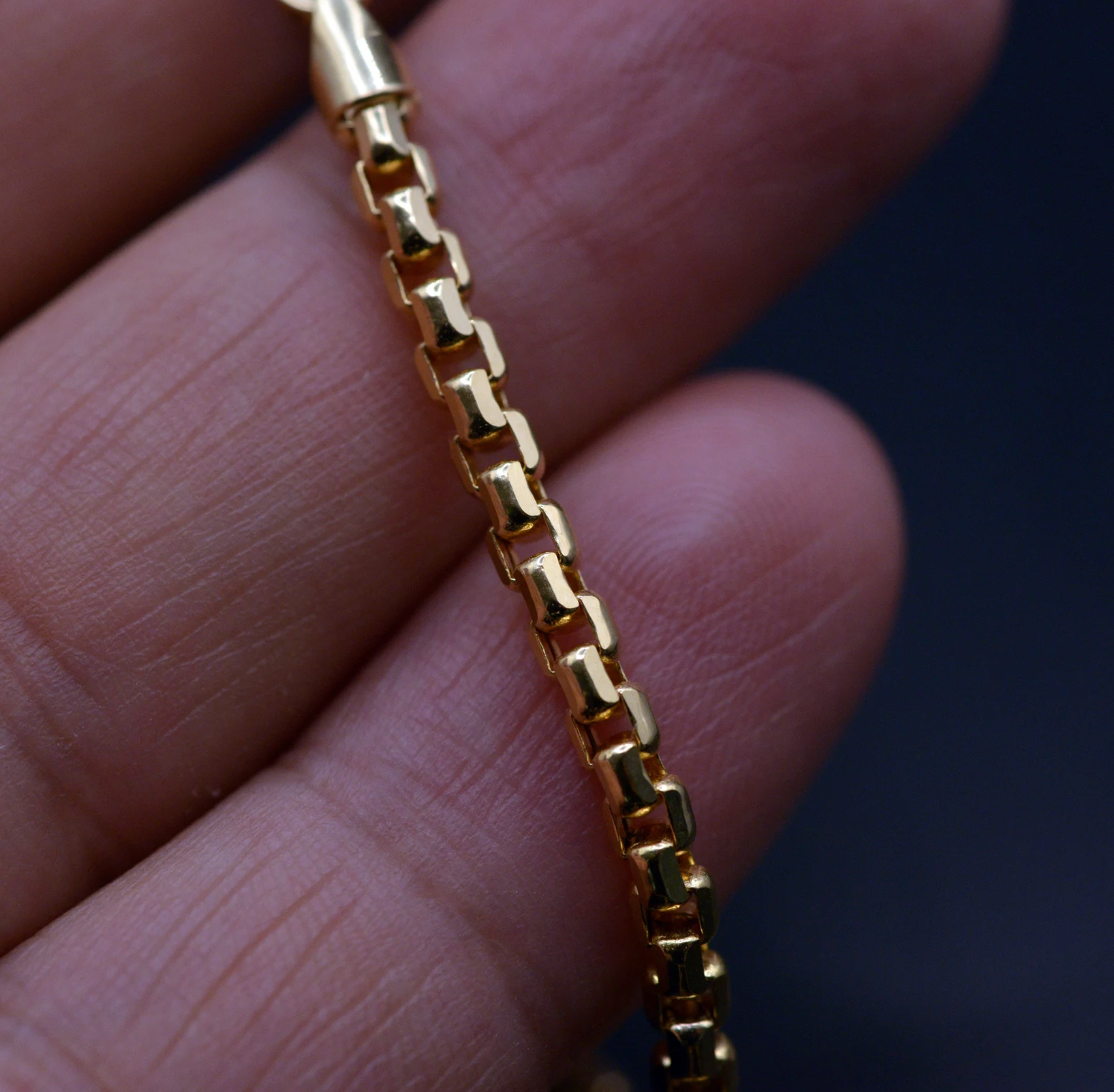 Yellow Gold Box Chain | Gentleman jewelry | 22 inches | 3mm thixk