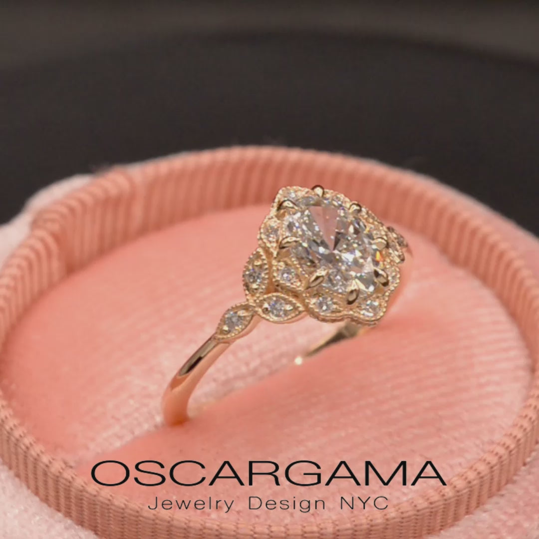 Daisy vintage inspired engagement ring