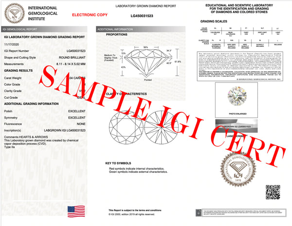 sample IGI certificate lab diamond