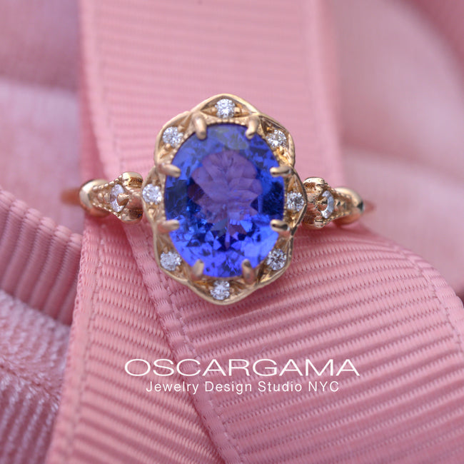 Tanzanite oval Engagement Ring bridal rose gold 