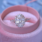 Oval halo 2.5 carat engagement ring with french cut pave in rose gold Vintage inspired