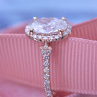 Oval halo 2.5 carat engagement ring with french cut pave in rose gold Vintage inspired