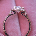 Oval halo 2.5 carat engagement ring with french cut pave in rose gold Vintage inspired front view