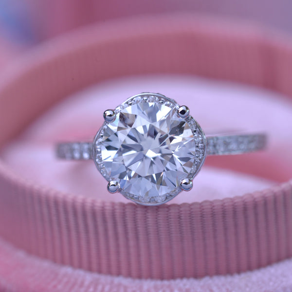 Classic Round Under Halo Lab Grown diamond engagement ring 2ct to 3ct