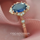 Blue Sapphire Vintage engagement Ring in Rose Gold