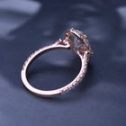 Oval halo 2.5 carat engagement ring with french cut pave in rose gold Vintage inspired back view