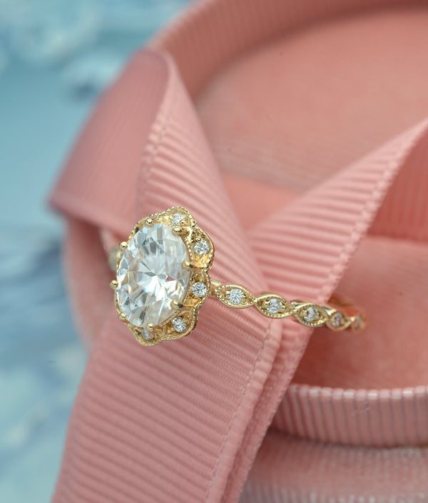 Princess Cut Filigree Vintage Style Halo Diamond Engagement Ring Setting  (1.90ctw) in 18k White Gold