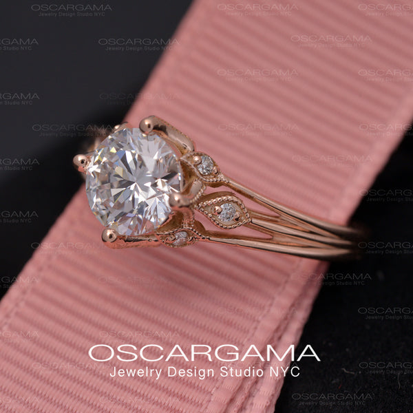 Leaf Engagement Ring, White Gold 14k, Diamond Center-stone, Lab Created  Diamond, Nature Inspired Diamond Leaf Ring, Leaf Gold Ring. - Etsy Israel