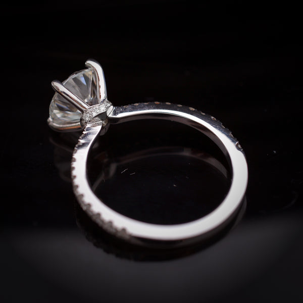 Diamond solitaire engagement ring 2ct side view