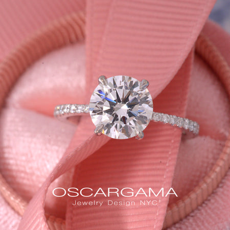 white 2ct solitaire diamond engagement ring pave