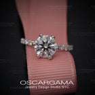 2ct TW Solitaire Diamond engagement ring with pave on the prongs and band