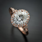 rose gold oval halo engagement ring vintage style