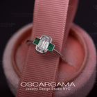 bezel engagement ring with clolombian emeralds