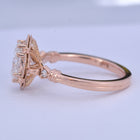 Engagement ring oval halo vintage look rose gold