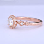Haydee Sunny Round Halo Engagement Ring Vintage Inspired in rose gold