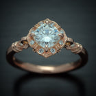 vintage cushion halo engagement ring in rose gold