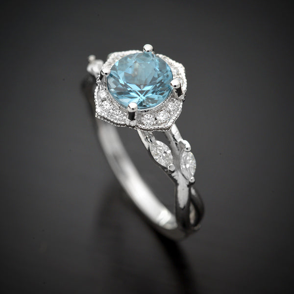 Haydee Vine Blue natural blue sapphire and marquise diamonds