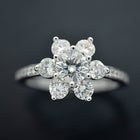 Diamond Flower Cluster Engagement ring in white gold