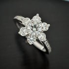 Diamond Flower Cluster Engagement ring in white gold