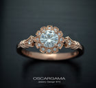 Haydee Sunny Round Halo Engagement Ring Vintage Inspired in rose gold