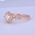 vintage cushion halo engagement ring in rose gold side view