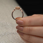 vintage cushion halo engagement ring in rose goldin models hand