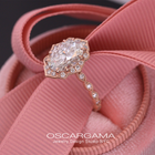oval halo vintage inspired lab diamond engagement ring in pink