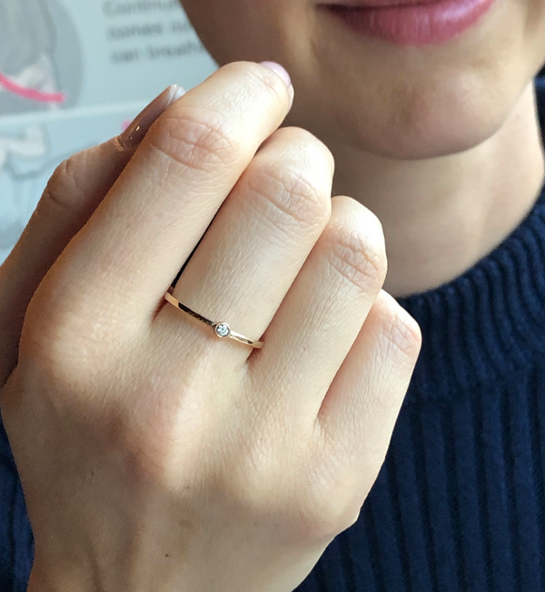 Diamond Bezel pinky ring with 2.2mm Lab Grown Diamond Set