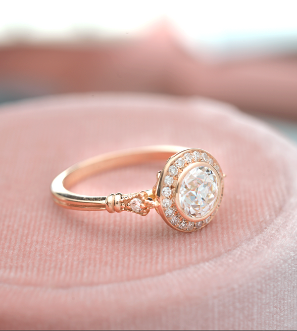 Vintage bezel sales engagement ring