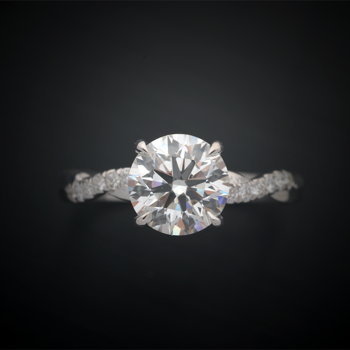 solitaire engagement ring twist band with diamonds