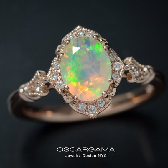 Natural Fire Opal Gemstone Rose Gold Oxidized Ring at Rs 960 | Opal Ring in  Jaipur | ID: 17748104748