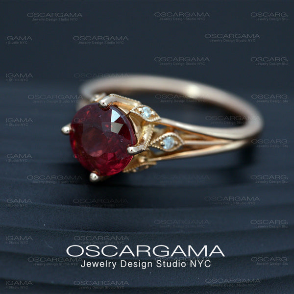 1.09 Carat Red Diamond Engagement Ring in 18k White Gold – Greenleaf  Diamonds