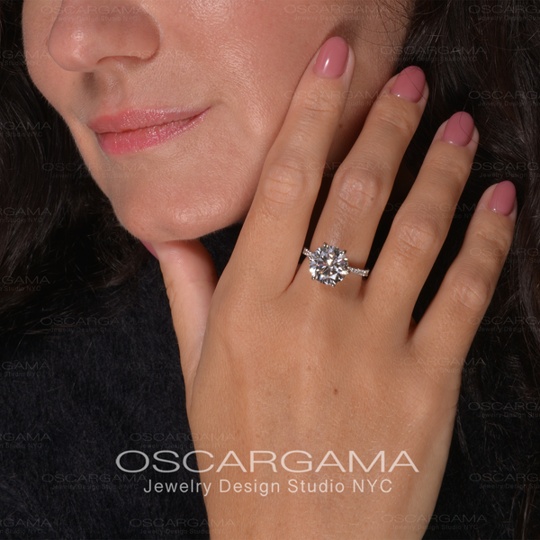 5ct Round Solitaire Diamond Engagement ring lab diamond